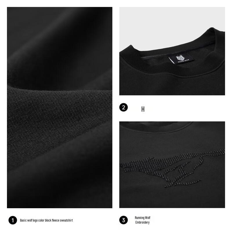 SEPTWOLVES Herren Fleecegefüttertes Kontrastfarbenes Wolfslogo Pullover Sweatshirt