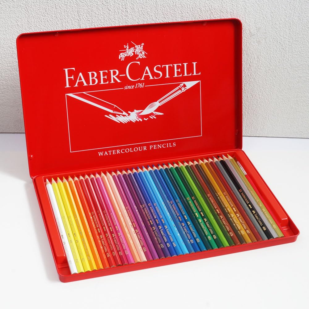Faber-Castell Watercolor Pencils, 36 Colors, Red Tin FC115937ffa