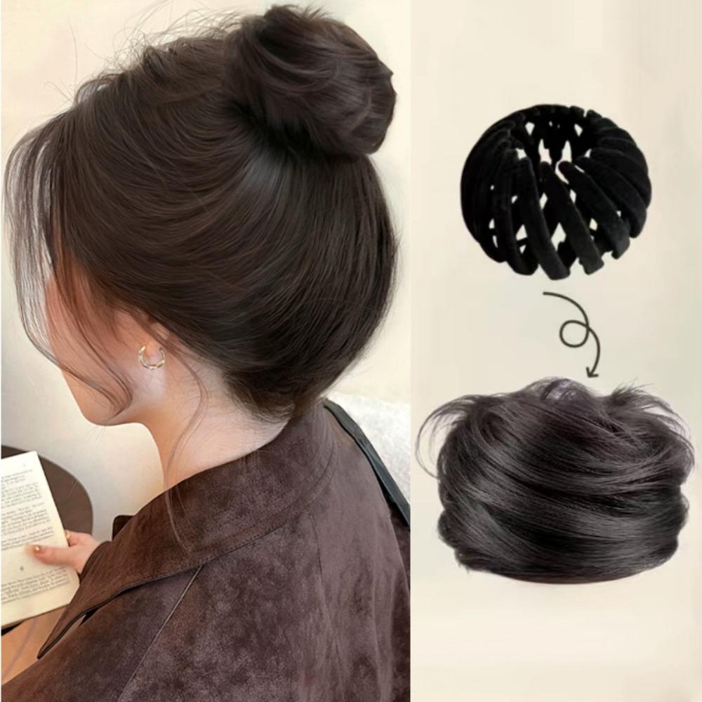 Scrunchie Fake Hair Bun Bird Nest Shaped Ponytail Hair Rings Clips Updo Hair Piece  Women