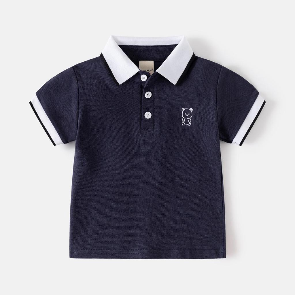 2025 Kids' Polo Shirt: Boys' Trendy Korean-Style Embroidered Short-Sleeve T-Shirt