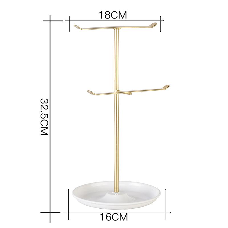 

1 шт. Элегантная стойка для хранения ювелирных изделий, 2-ярусная подставка, используется для серег, ожерелий, поднос для колец, просторная и прочная, легко золотой