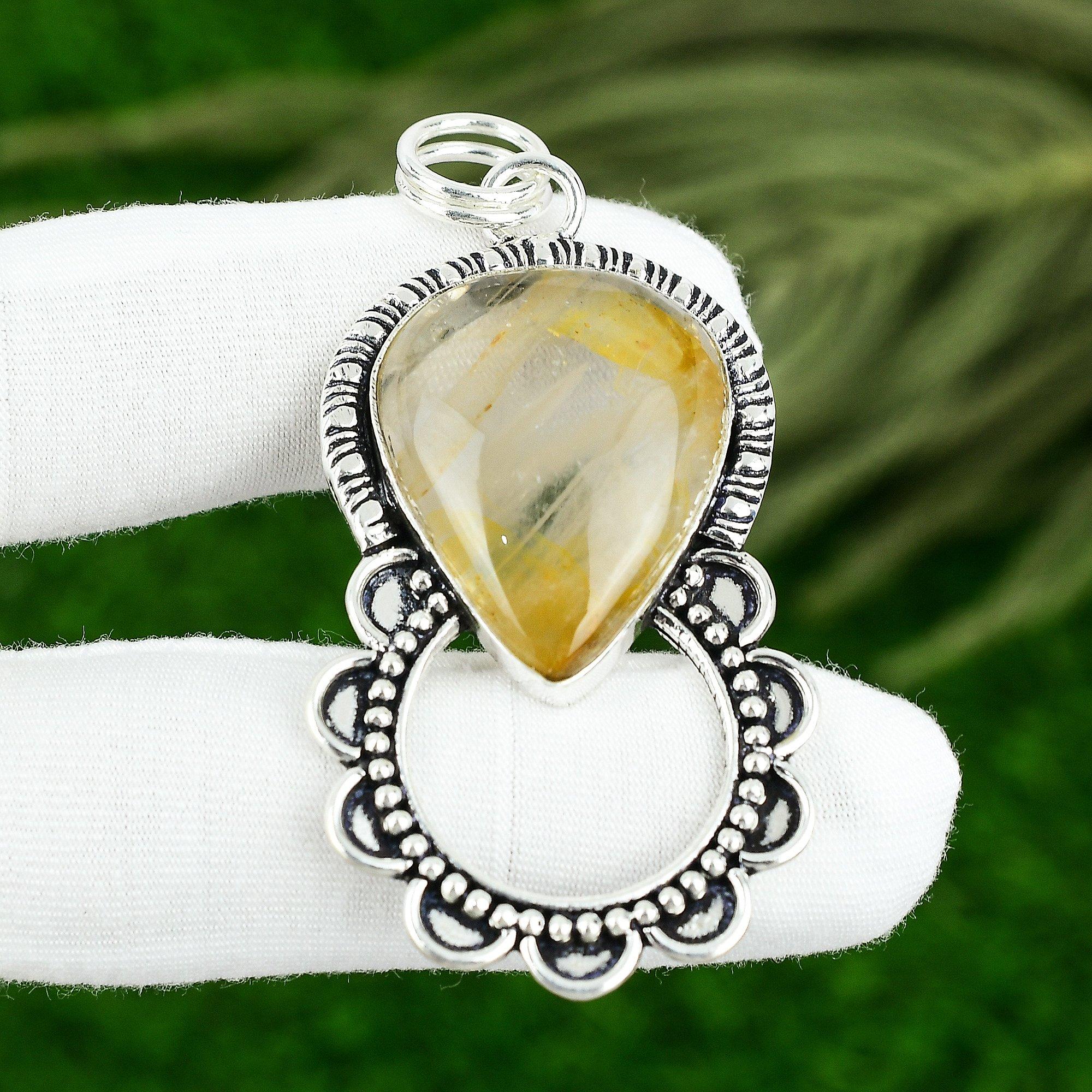 

Mothers day Deal 925 Silver Plume Agate Gemstone Anniversary Daughter Pendant