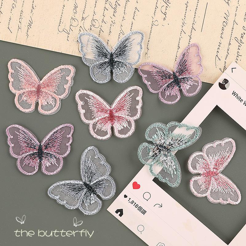 Embroidery Label Cute Cartoon Animal Butterfly Lace Embroidery Sticker Diy Hand Account Accessories Patch Cloth Sticker