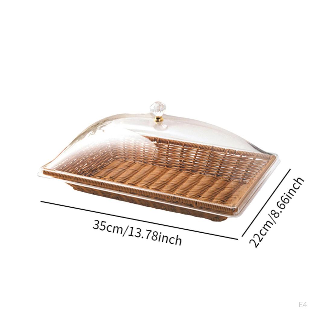 Nachahmung Rattan Gewebt Brot Korb Speisenausgabe Lagerung Multifunktionale Klar Deckel Obst