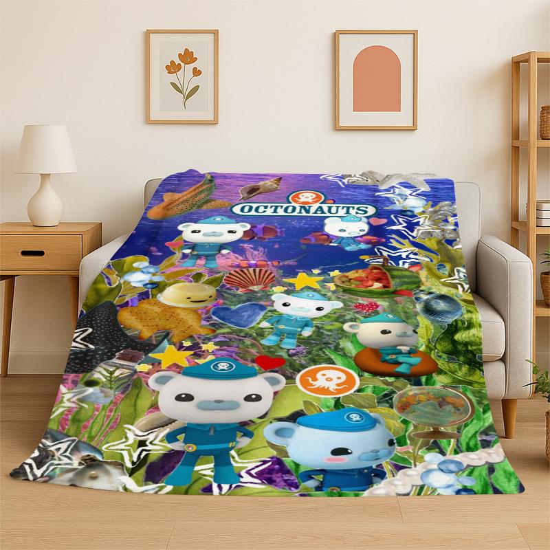Cute Cartoon The Octonauts Barnacles Flannel Blanket Soft Warm Throw Blanket for Bedroom Living Room Bed Travel Picnic Gift 75x90cm