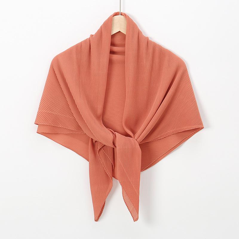 New hot-selling chiffon crumpled square scarf, solid color fashionable pleated shawl bag head multi-purpose yarn scarf