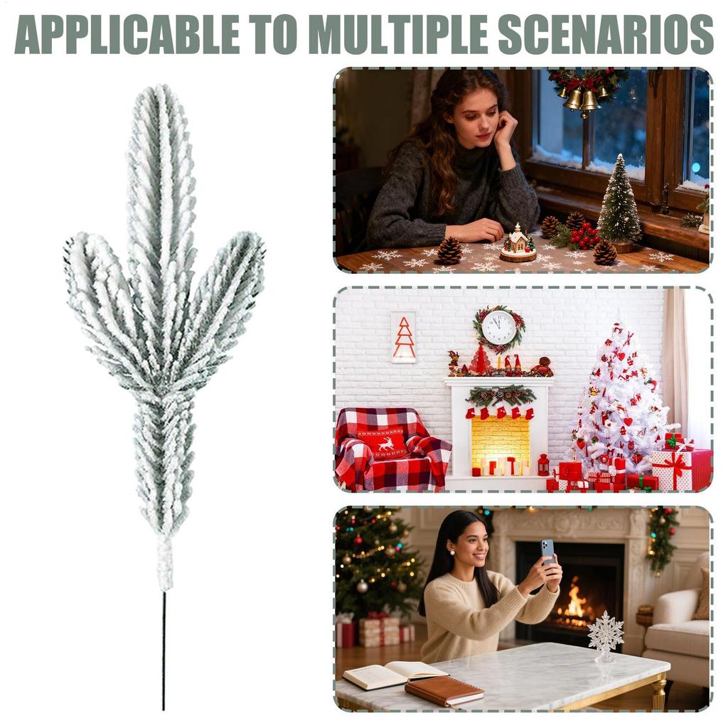 10 Pieces Reusable Christmas Pine Branches for Vase Faux Stems Winter Party Decorations Home Bedroom Living Room Office