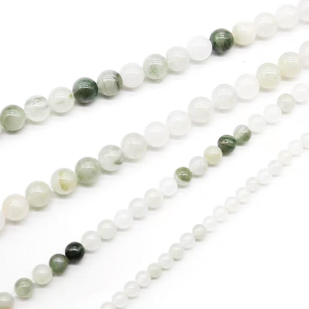 Jades Verdes Tianshan Cuentas de Piedra Natural Hebra de 15" Cuentas Espaciadoras Lisas Sueltas 4/6/8/10/12mm para Fabricación de Joyería DIY Accesorios para Pulseras