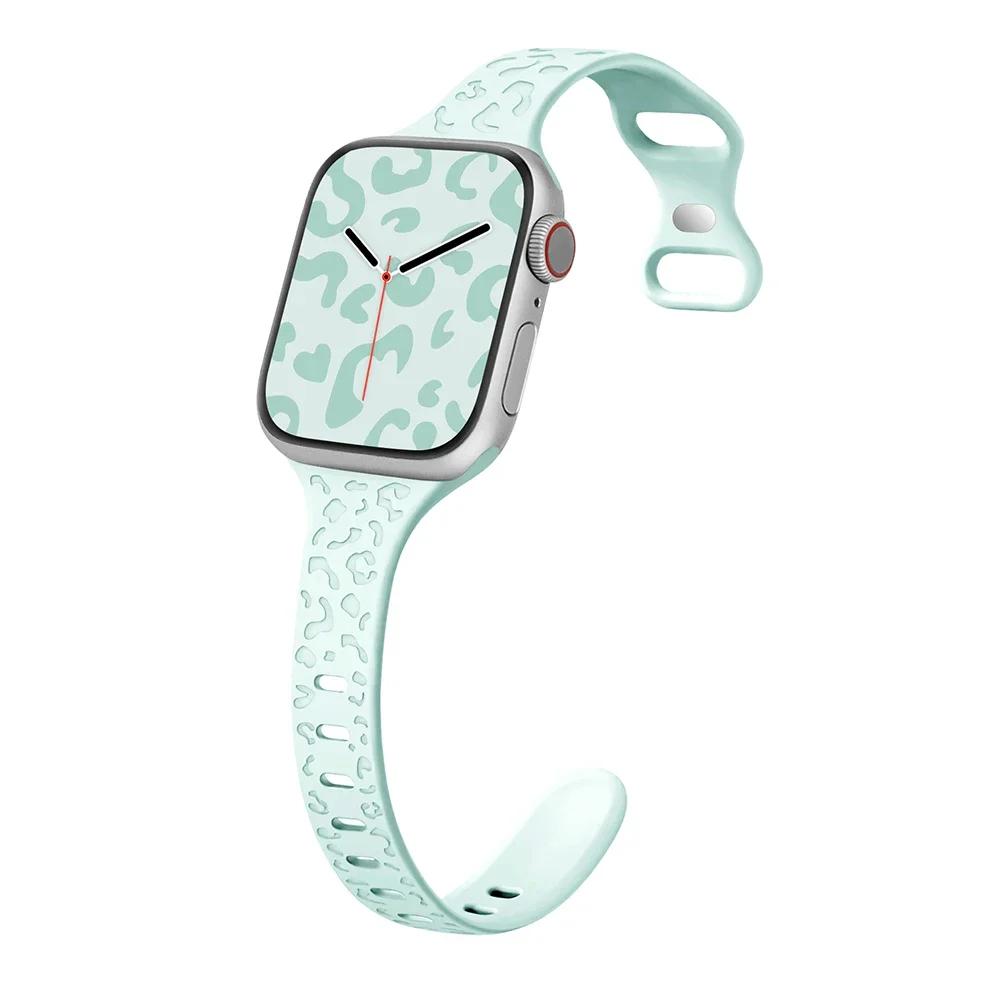 Wąski pasek do paska Apple Watch 40mm 41mm 42mm 38mm 49 44mm 45mm grawerowana silikonowa bransoletka Correa seria 8 7 6 9 5 4 3 SE Ultra