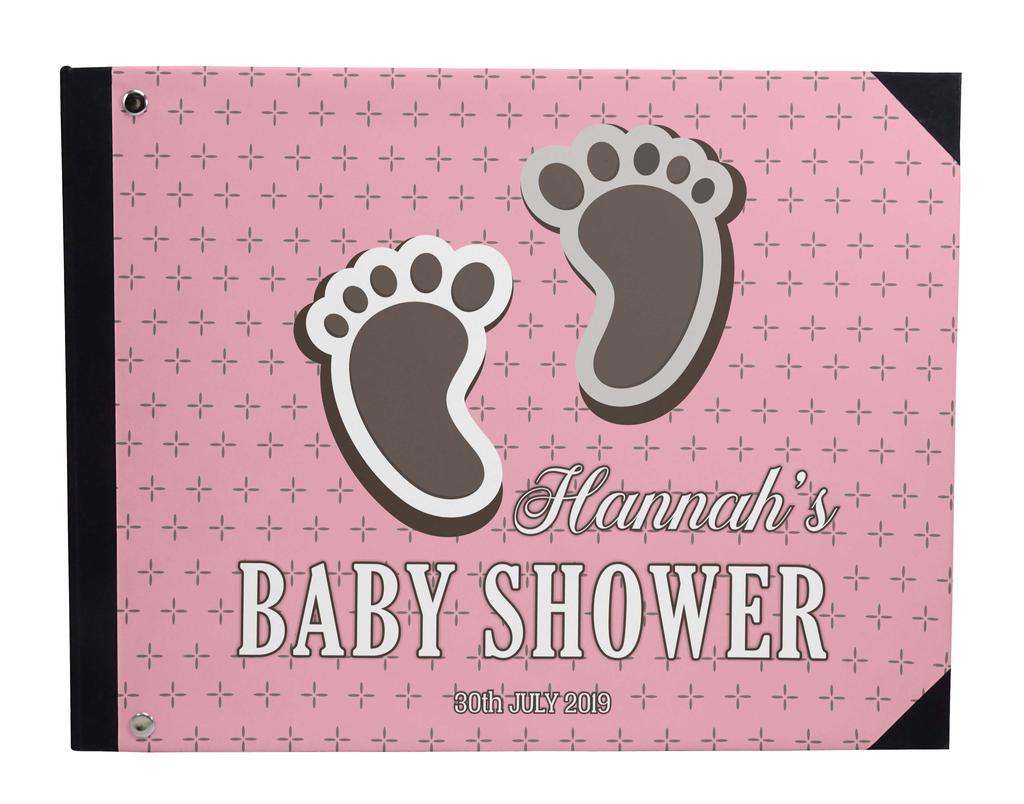 Darling Souvenir Blue Seamless Heart & Baby Objects Personalized Printed Baby Shower  Guest  Book  Scrapbook-7 x 9