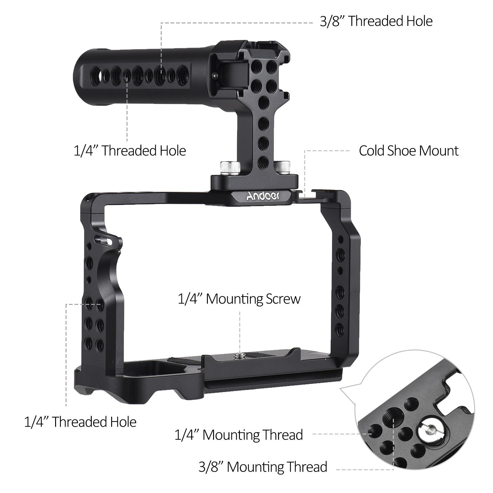 Клетка для камеры Andoer + комплект верхней ручки Видеоклетка для камеры из алюминиевого — фото 6