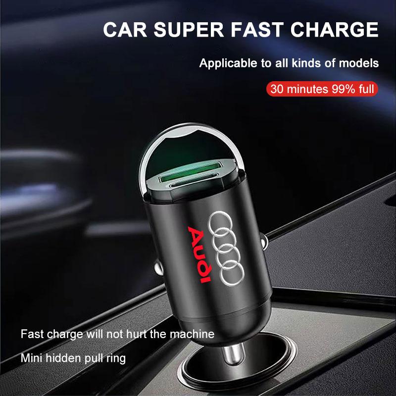 Mini Car Charger 12-24V Lighter Fast Charging Car USB Type C Charger For Audi TT Q3 Q5 Q7 Q8 B5 B6 B7 B8 B9 Q7 8P 8V 8L A3 A4 A5 A6 A7 A8 8L R8