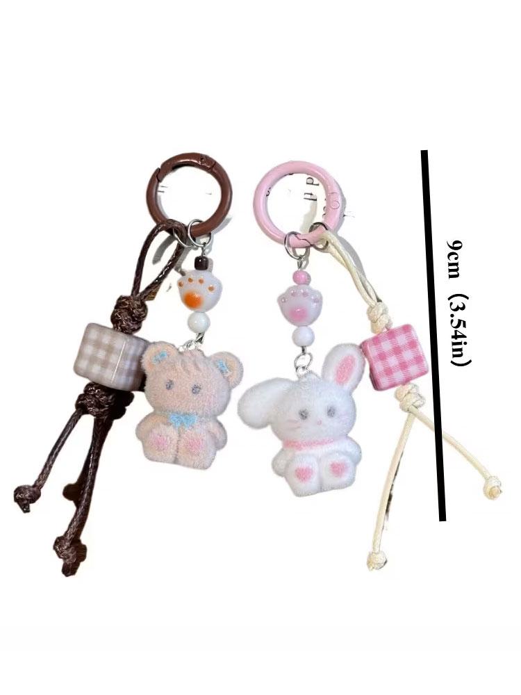 1 Piece of Rabbit and Bear Plush Pendant, Versatile Bag and Camera Accessory, Simple Phone Chain, Ccd Pendant