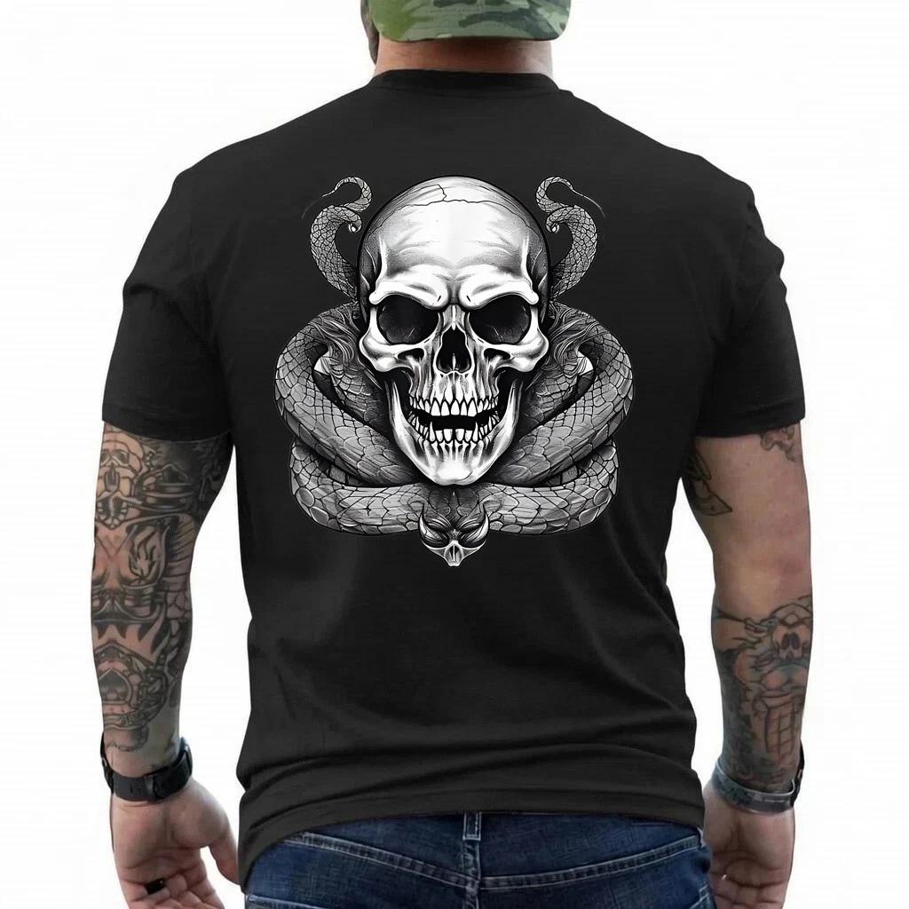 Evil skull skull snake snakes dark biker motorcycle fan T-Shirt L