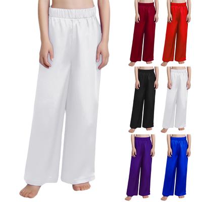 Jungen Anbetungstanzhose Elastischer Bund Einfarbig Satinmaterial Weitbeinige Hose Performance-Unterteil