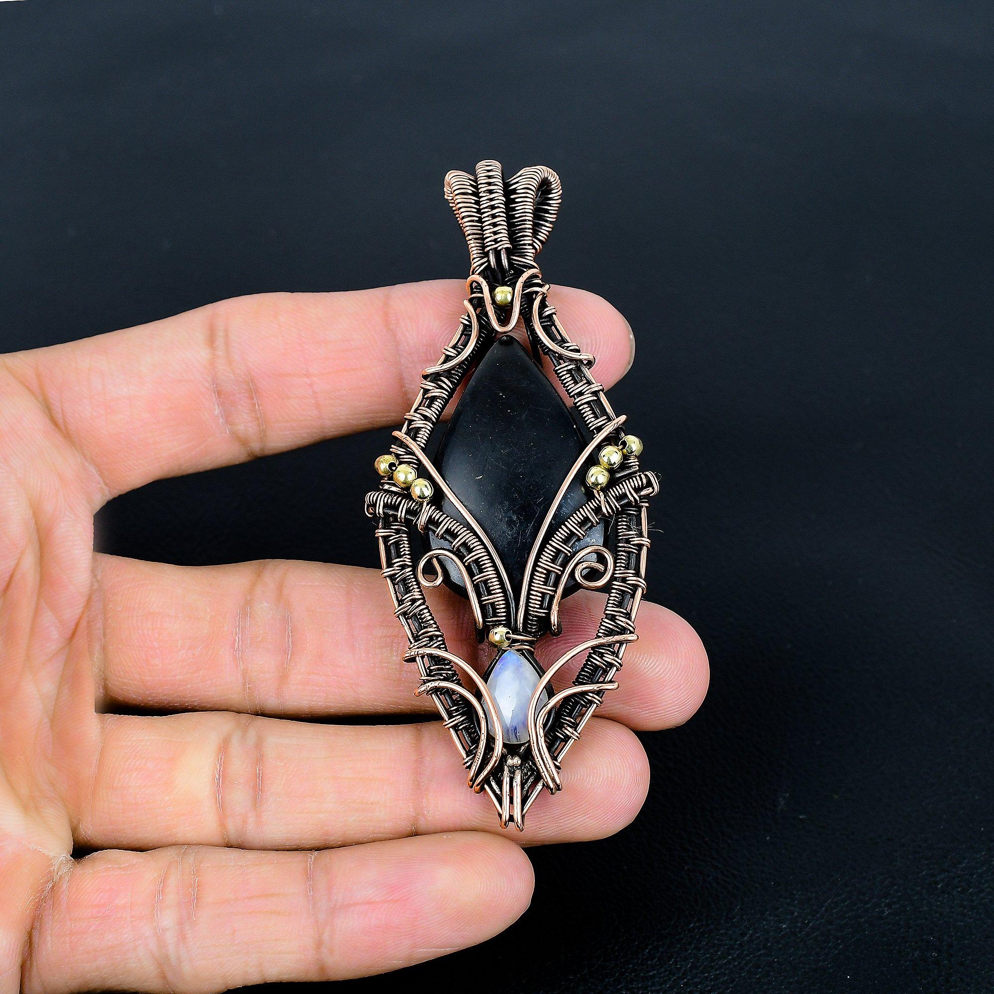 

Shungite 999 Copper Wire Wrapped Gemstone Jewelry, Handmade Tree Of Life Pendant, For Thanksgiving 2.36 Inches
