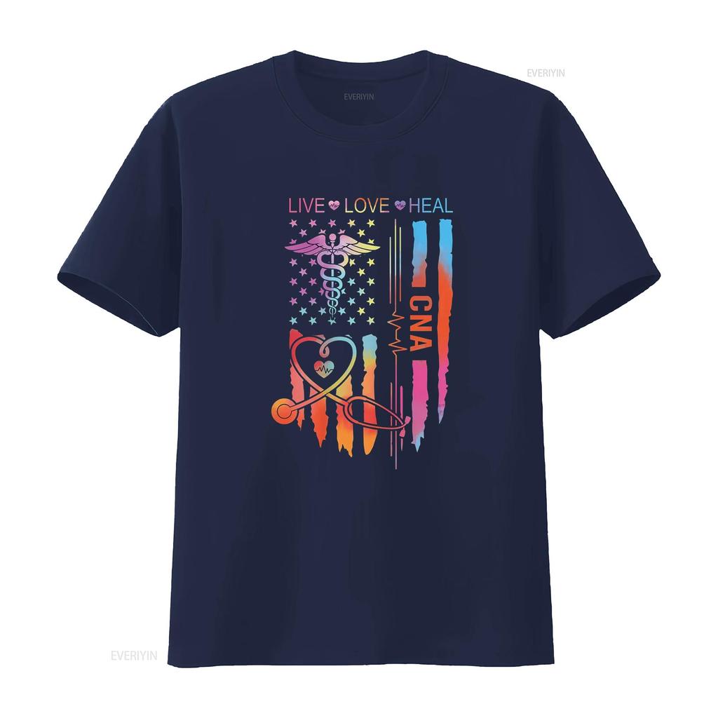 CNA Nurse Appreciation Week USA Flag T Shirt vintage Washed homme Stylish graphic Breathable Versatile designer clothes Soft