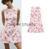 Spring New Women's Clothing French Style Design Poplin Flower Print Jumpsuit Dress 2542026