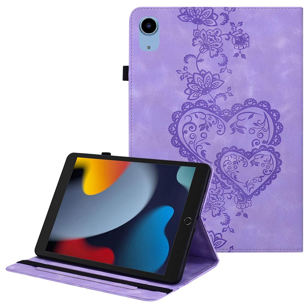 Leather Case For iPad 10.2 (2021)/(2020)/(2019)/Air 10.5 Inch (2019) Heart Imprint Foldable Stand Card Slot Stylus Holder Tablet Cover