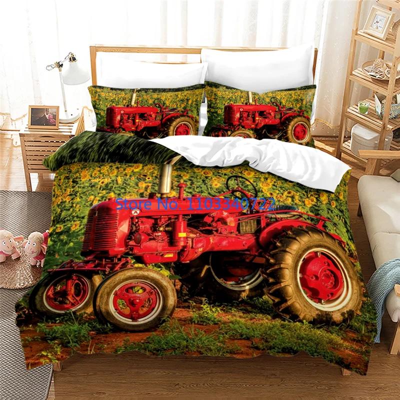Farm Tractor 3d Bedding Set  Duvet Cover Set 3D Print Comforter Cover Bedclothes for Boy Girl Bedding Sets Bedroom Decor