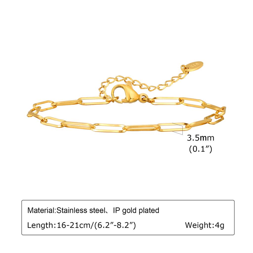 3.5mm Minimalist Stainless Steel Square Cable Chain Bracelets for Women,Female Gold Color Charm Bracelets Jewelry Brithday Gift