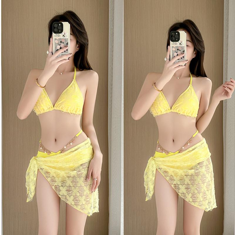 

Европейский и американский облегающий сексуальный купальник-бикини из трех частей - Женский фиолетовый купальник S (for 80-95 jin) жёлтый