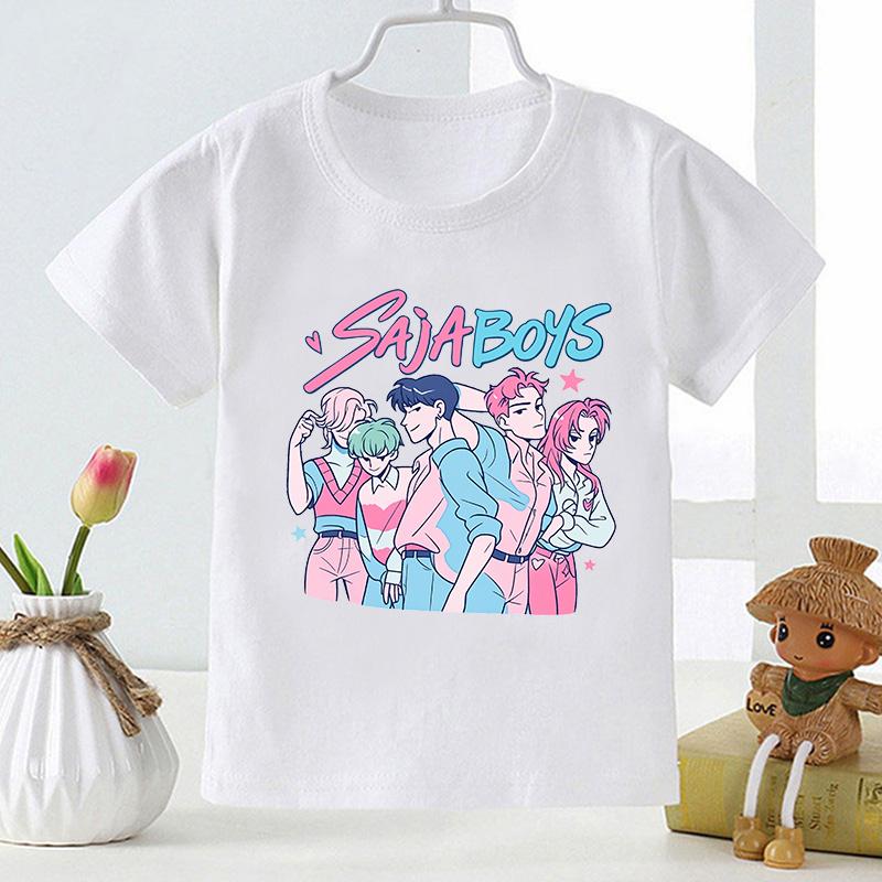 Kpop Demon Hunters Saja Boys Print Casual Kids T Shirt Girls New Summer Tops Fashion Baby Clothes Children Short Sleeve T-shirts