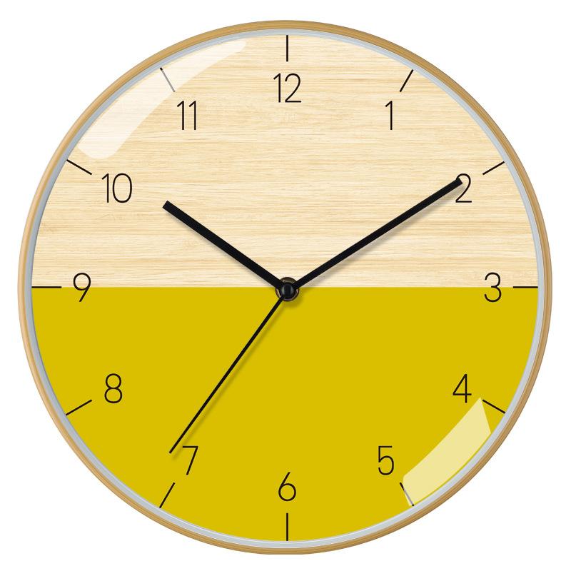 12 Inch 30cm New Chinese Style Imitation Wood Grain Bamboo Pattern Brushed Silent Clock Fashionable Living Room Personalized Creative Wall Clock