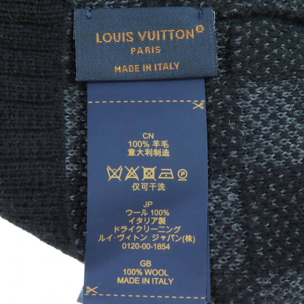 Ausgezeichnete LOUIS VUITTON Strickmütze Beanie Neo Petite Damier Anthrazit Wolle M77983 Gebraucht