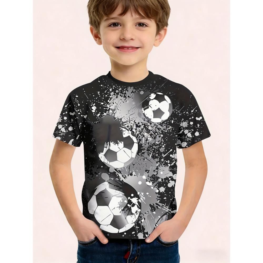 

Boys printed short-sleeved T-shirt, a versatile summer top for children, comfortable and breathable 100