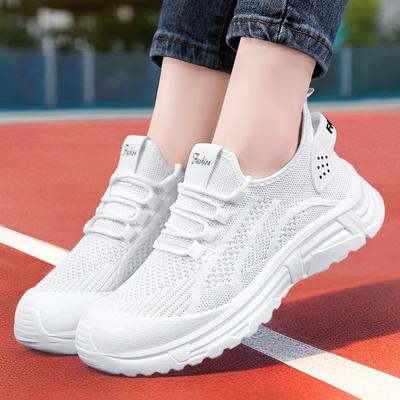Women's Shoes Summer Breathable Sports Shoes Fly-woven Mesh Running Shoes Lace-up Lightweight Single Shoes Soft Sole Comfortable Casual Shoes
