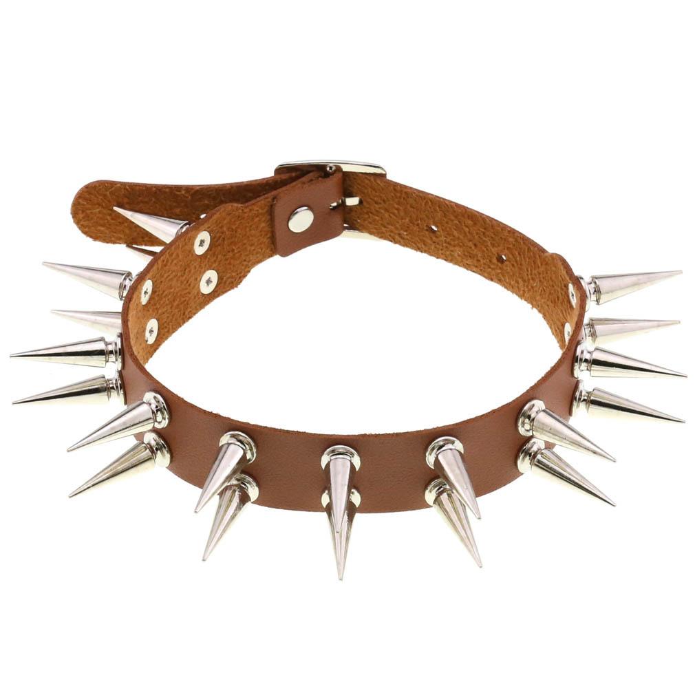 Dlouhý špičatý chokrový obojek pro ženy muže černá PU kůže Goth Emo Doplňky Punk Chocker Gotický náhrdelník Cosplay šperky