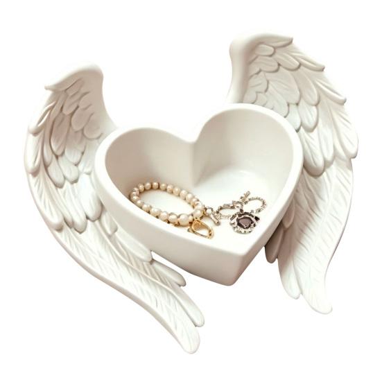 

Angel Wing Jewelry Tray 3D Printed Heart Ring Holder Dish Small Trinket Organizer Bowl for Rings Earrings Necklaces