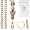 Wood Teacher Lanyard Pink Daisy Beads ID Holder Strap Fashion String for ID Badges  Keys