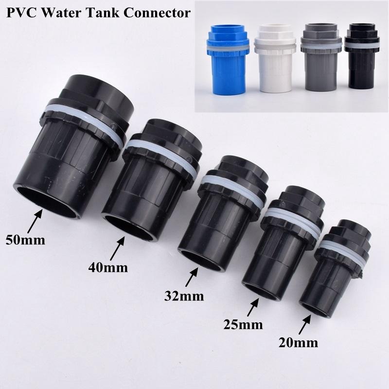 1Pc 20/25/32/40/50mm PVC Water Tank Connector, Thicken Fish Tank Drain Joint Aquarium Inlet Outlet Supply Pipe Joint Fittings