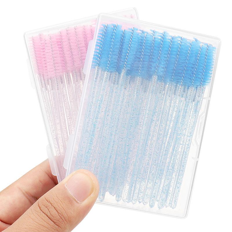 50-Pack Disposable Crystal Handle Eyelash Brushes