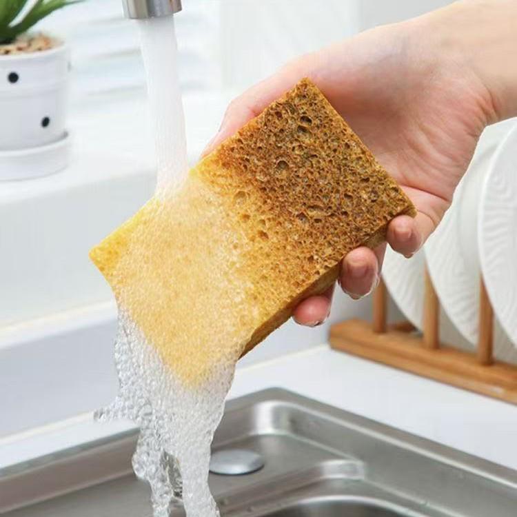 Double-sided Sisal Sponge with Wood Pulp Cotton for Oil-Free Dishwashing and Pot Scrubbing - Kitchen Wiping Cloth