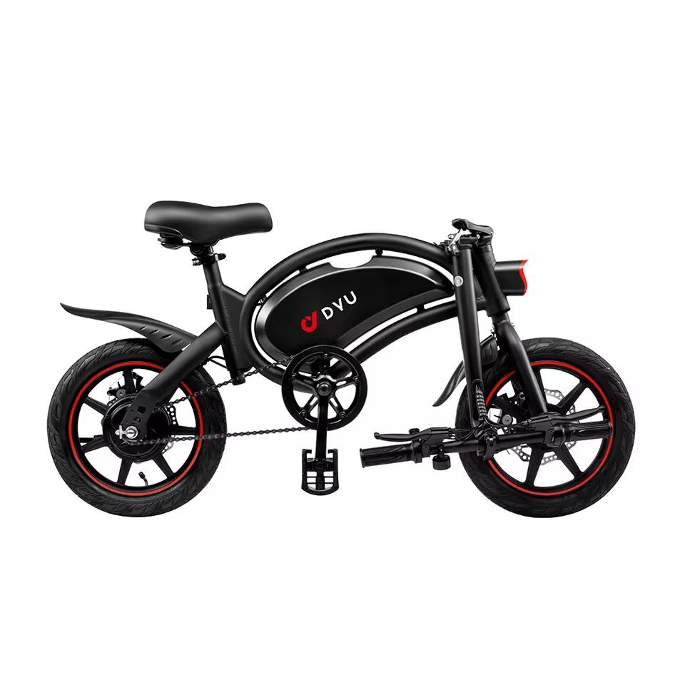 DYU D3F Folding Electric Bike, 250W Motor, 36V10Ah Battery, 14 inch Tires, Dual Disc Brake, Black