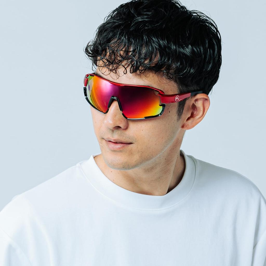 FIT MASTER Sports Perfect Fit for Ribbon Mirror A-Fit Men's Full-Rim Sunglasses, You, Red/Red Lens, AF-805-C2-RDRM-S