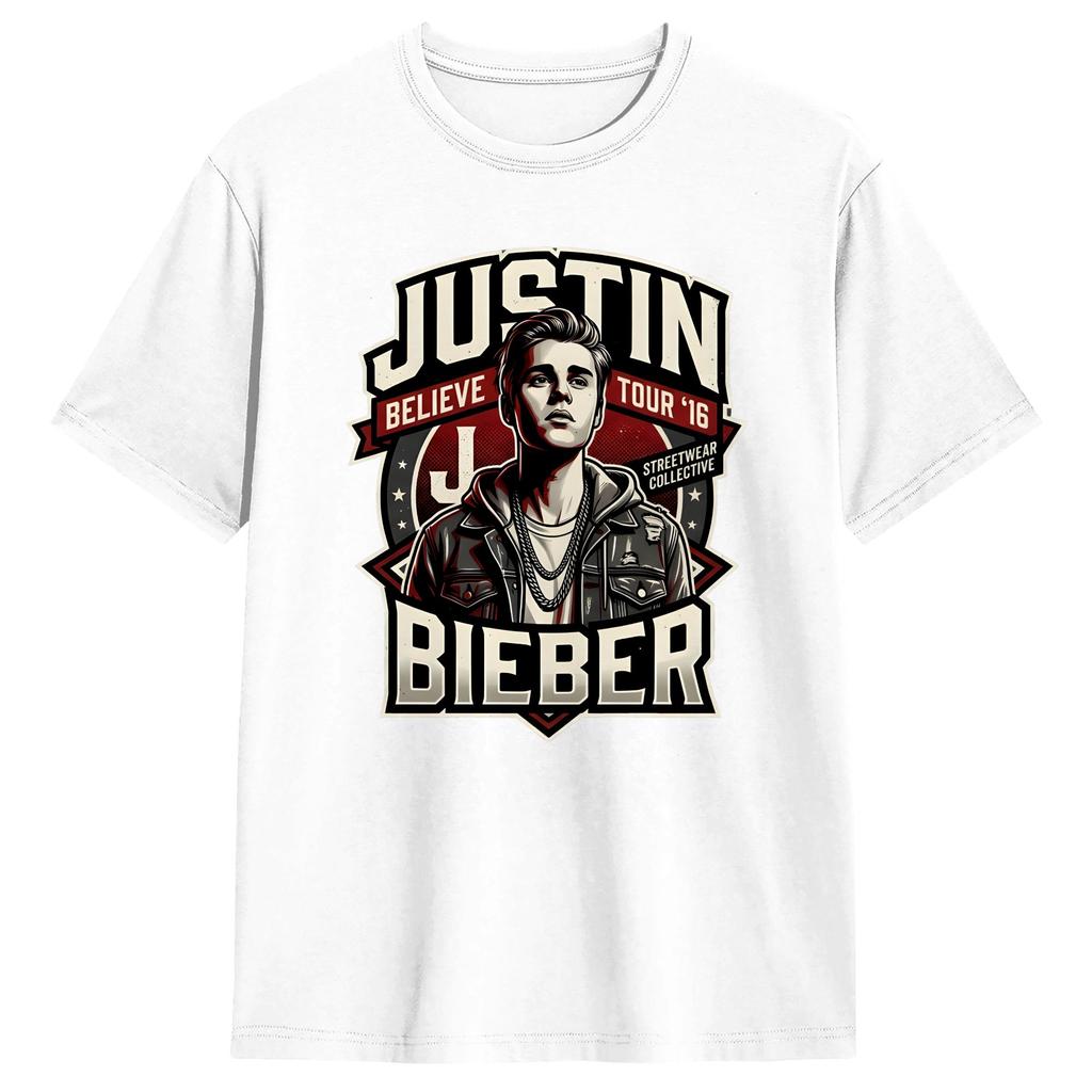 JJustins BBiebers Believe Tour T Shirt Summer Harajuku TShirts Cotton Crewneck Plus Size Top Tees ShortSleeve Vintage Tops