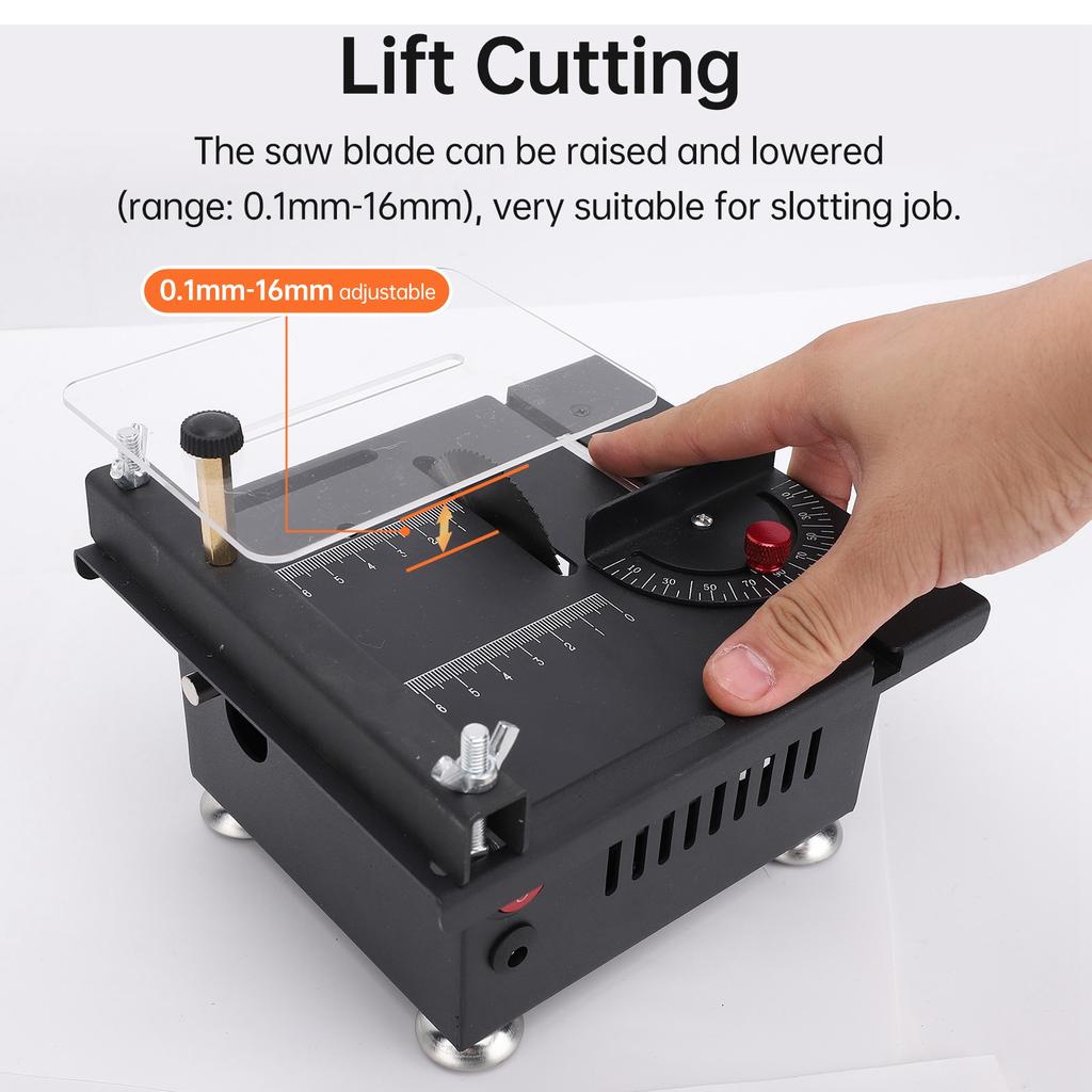 Mini Piła Stołowa Biurkowa Elektryczna do Drewna i Metalu 7 Regulowanych Prędkości Regulacja Kąta z Różnymi Brzeszczotami