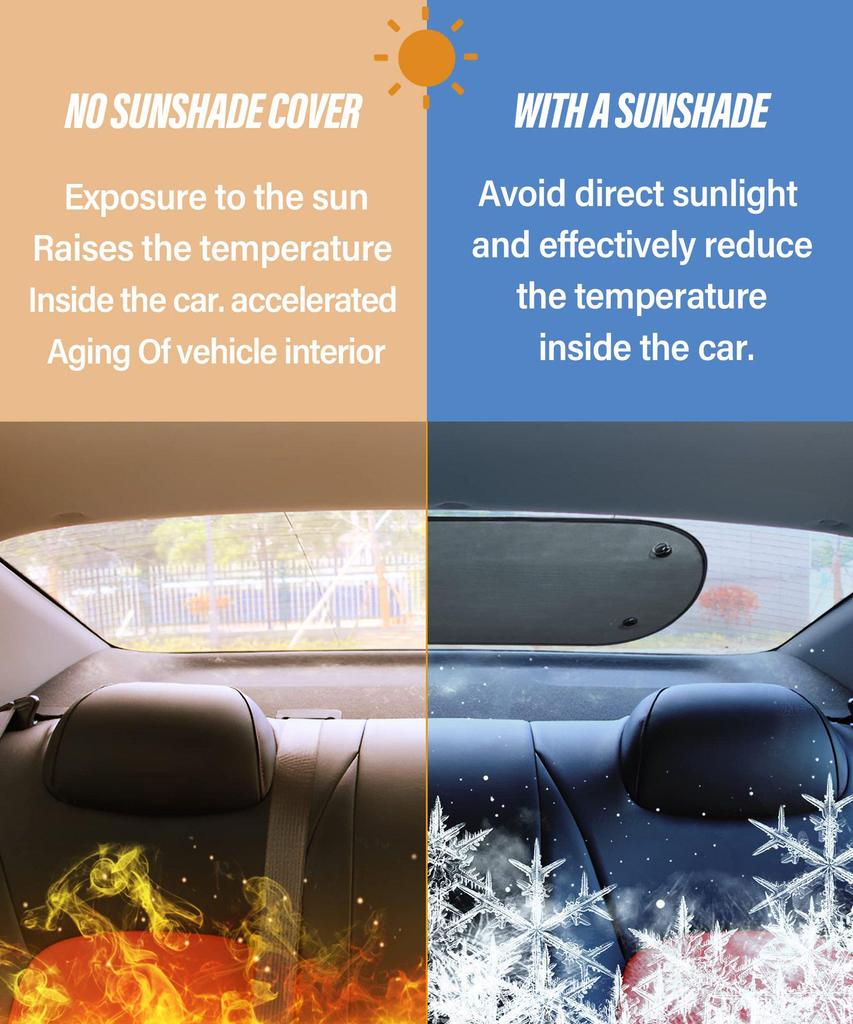 Mesh Car Sunshade with Black Suction Cups, 100x50CM - UV Protection & Heat Insulation for Back Window