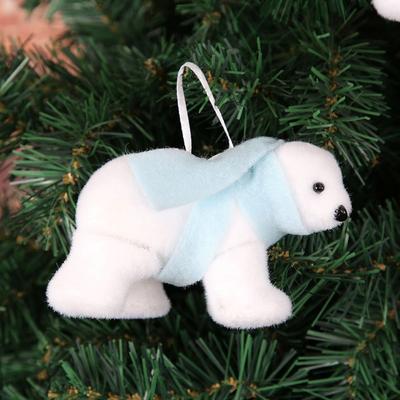 2Pcs Funny Animal Christmas Bear Pendant Cute Cartoon White Bear Ornaments 3D Simulated Polar Bear Christmas Tree Decor