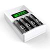 Battery Charger 4-Bay Charger LCD Display Fast Charging Rechargeable Battereis