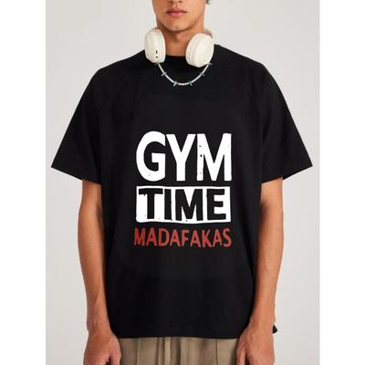 Gym Time MadaFakas T Shirt White Bold Text Graphic Print Fitness Workout Gym Wear Men's Casual Top