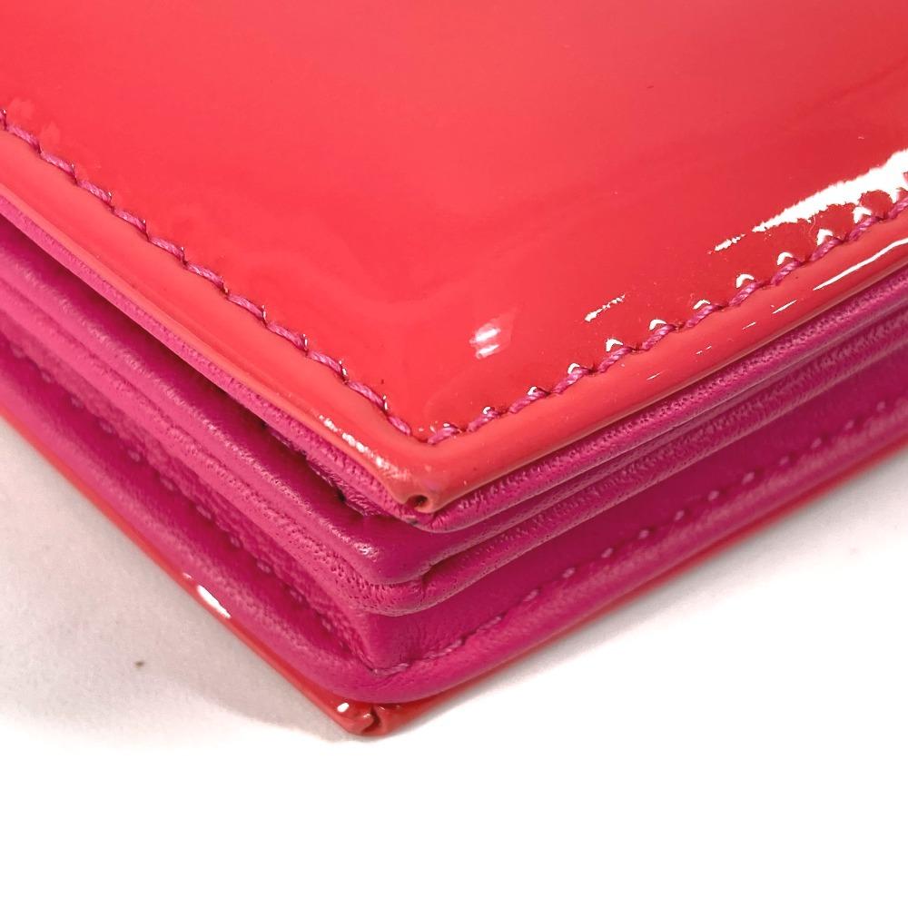 CHANEL Makeup Shoulder Bag Crossbody Long Wallet Patent Leather pink