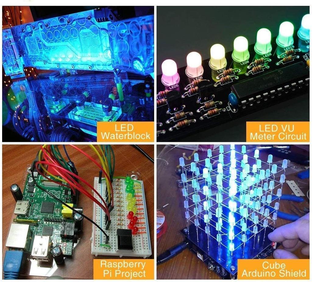100 Stück 5mm LED Leuchtdioden, LED Schaltung Sortiertes Kit für Wissenschaftsprojekt Experiment Klare LED Leuchtdioden Glühbirne LED