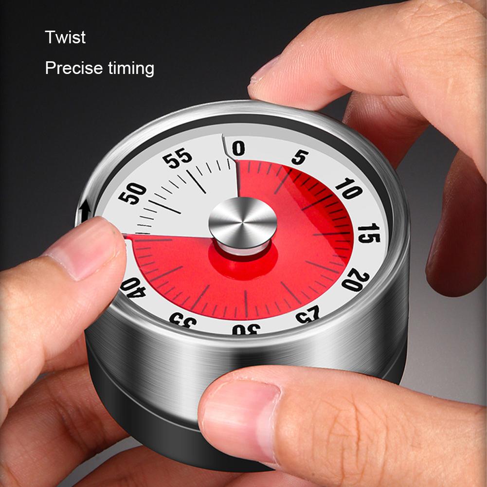 Mechanical Visual Stopwatch Clock Magnetic Backing 60-Minute Countdown Reminder with Loud Alarm Stainless Steel for Kids Adults