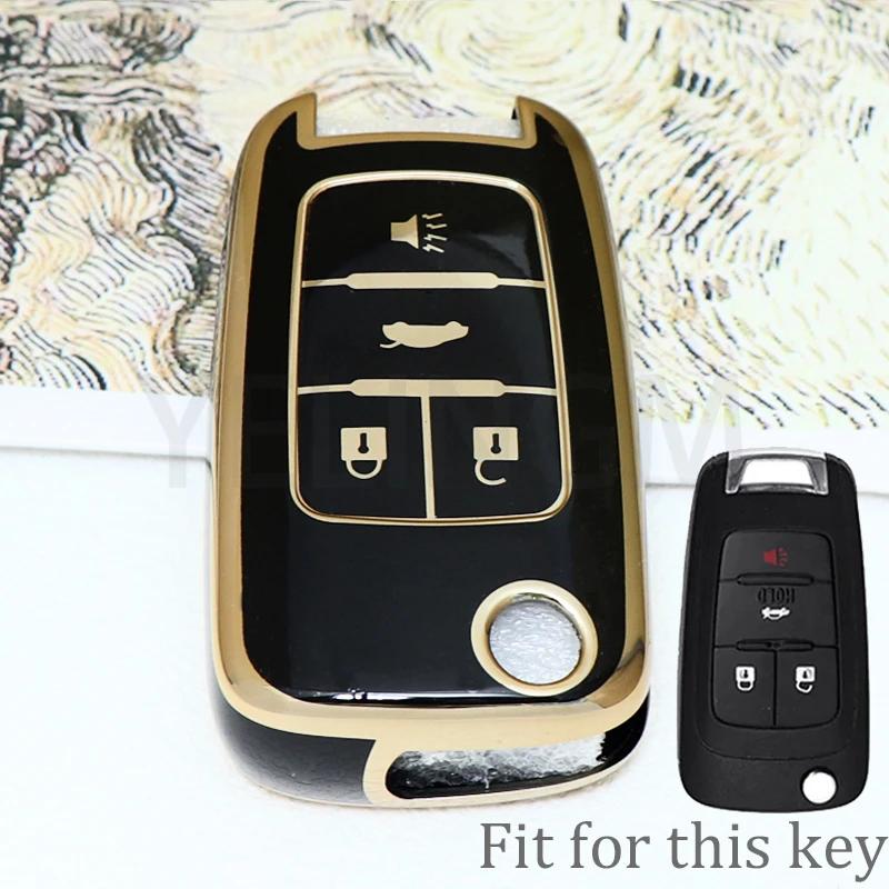 For Chevrolet Cruze Impala Camaro Garna Equinox Volt Yakista AVEO Impala GMC Terrain TPU Flip Car Key Fob Case Cover Keychain