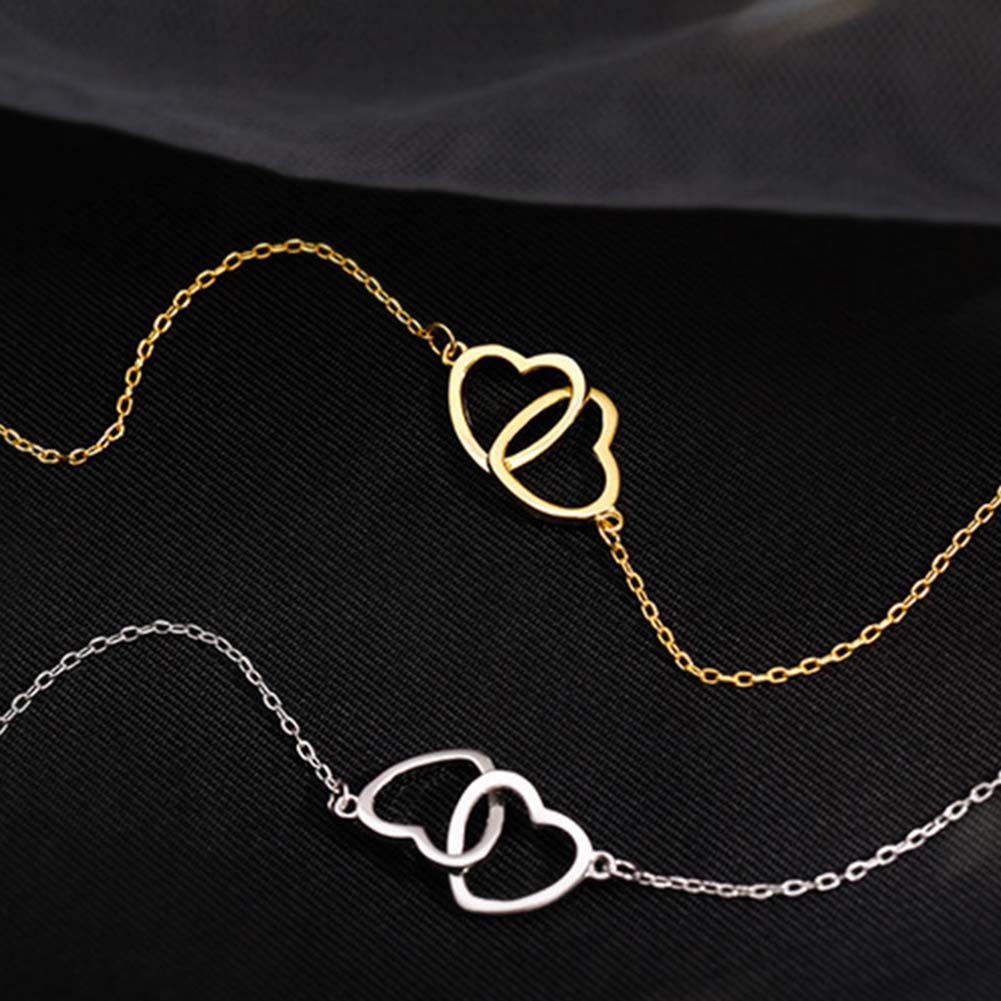 Minimalist Temperament Heart-Shaped Necklace Double Heart Pendant Necklace For Women Wedding Parties Friends Jewelry Gifts